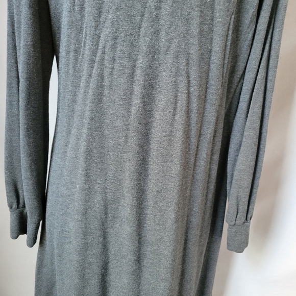 Encircled Comfy Puff Sleeve Mock Neck Dress Gray L - Picture 13 of 16